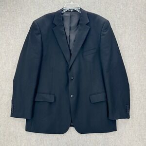 Linea Uomo Blazer Suit Jacket Mens 50 Long Black‎ 100% Wool Modern Fit 2 Button